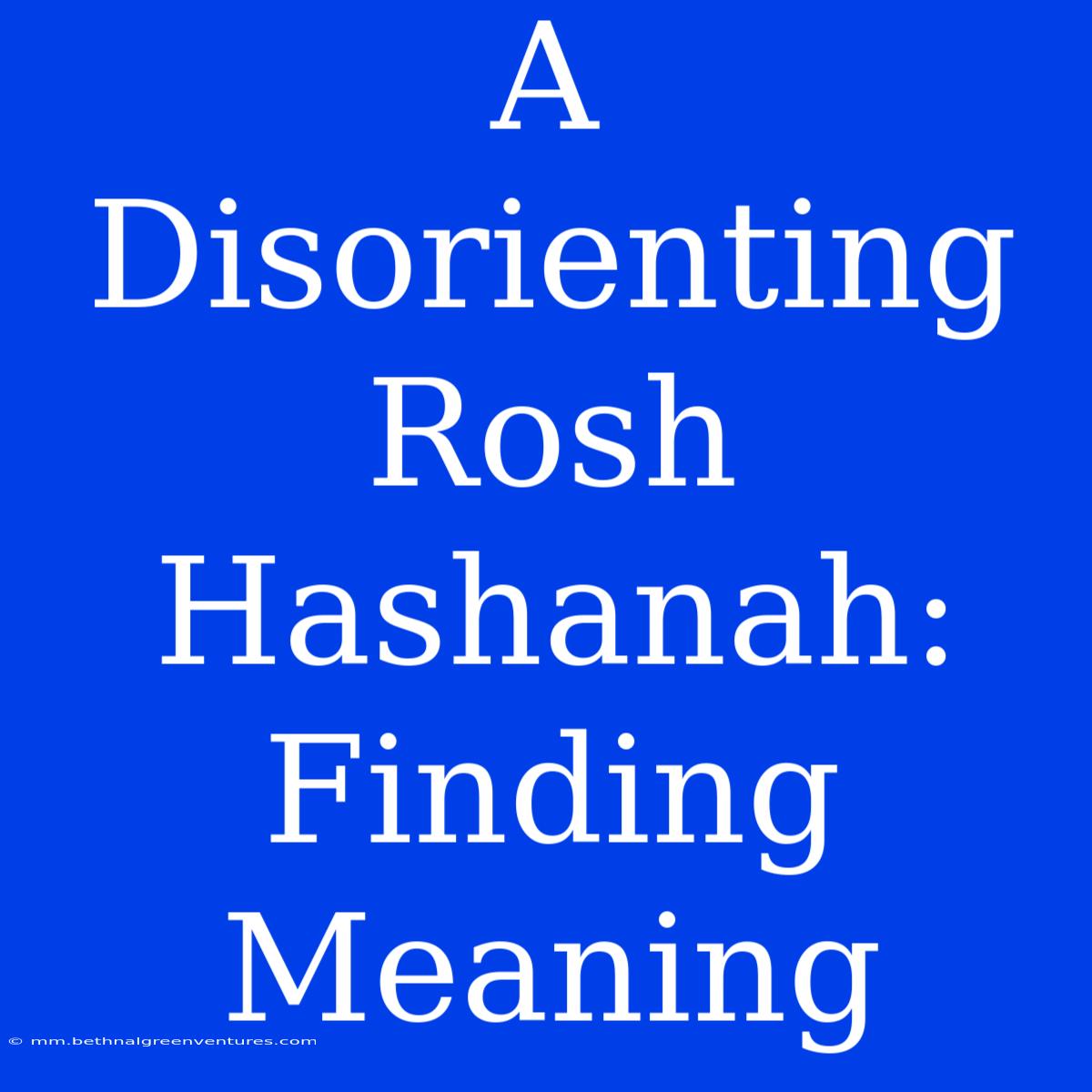 A Disorienting Rosh Hashanah: Finding Meaning