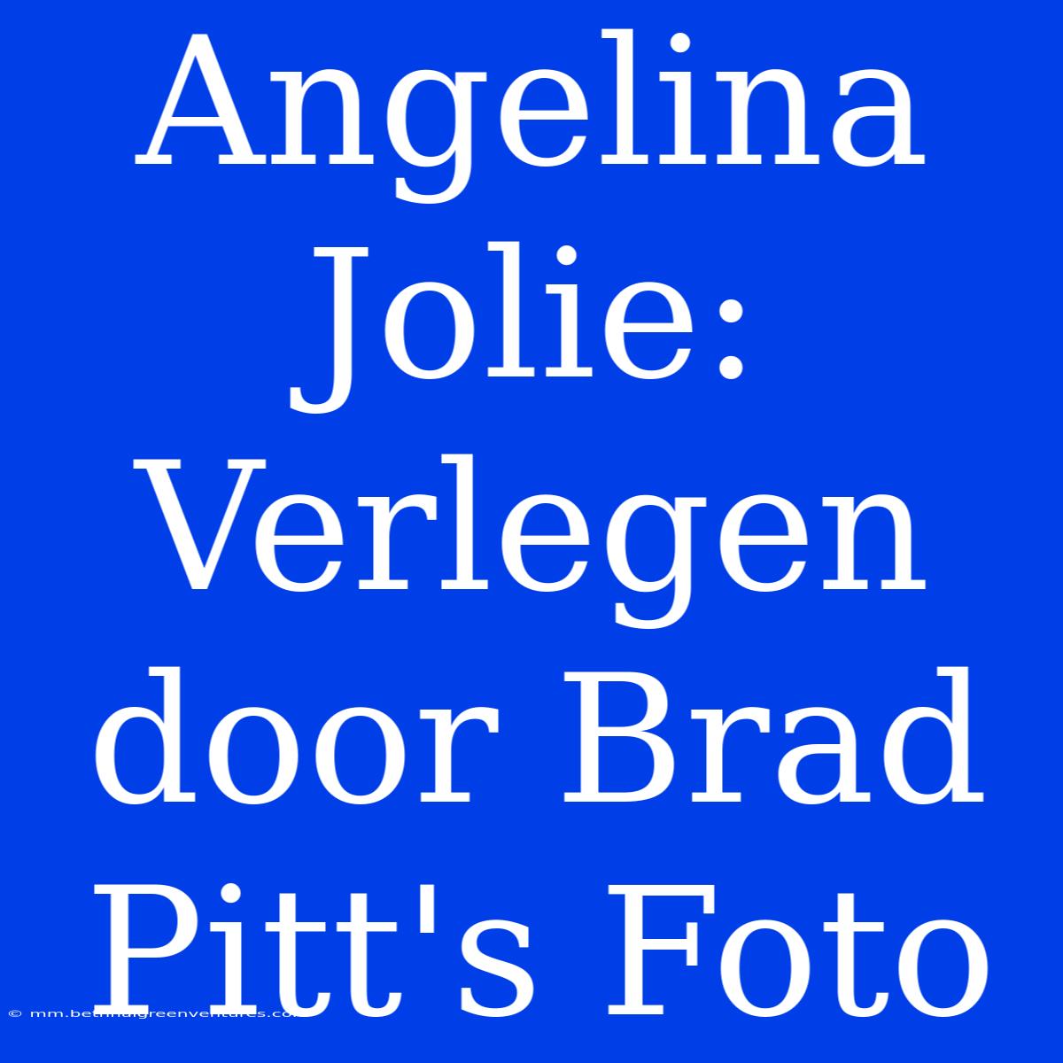 Angelina Jolie: Verlegen Door Brad Pitt's Foto