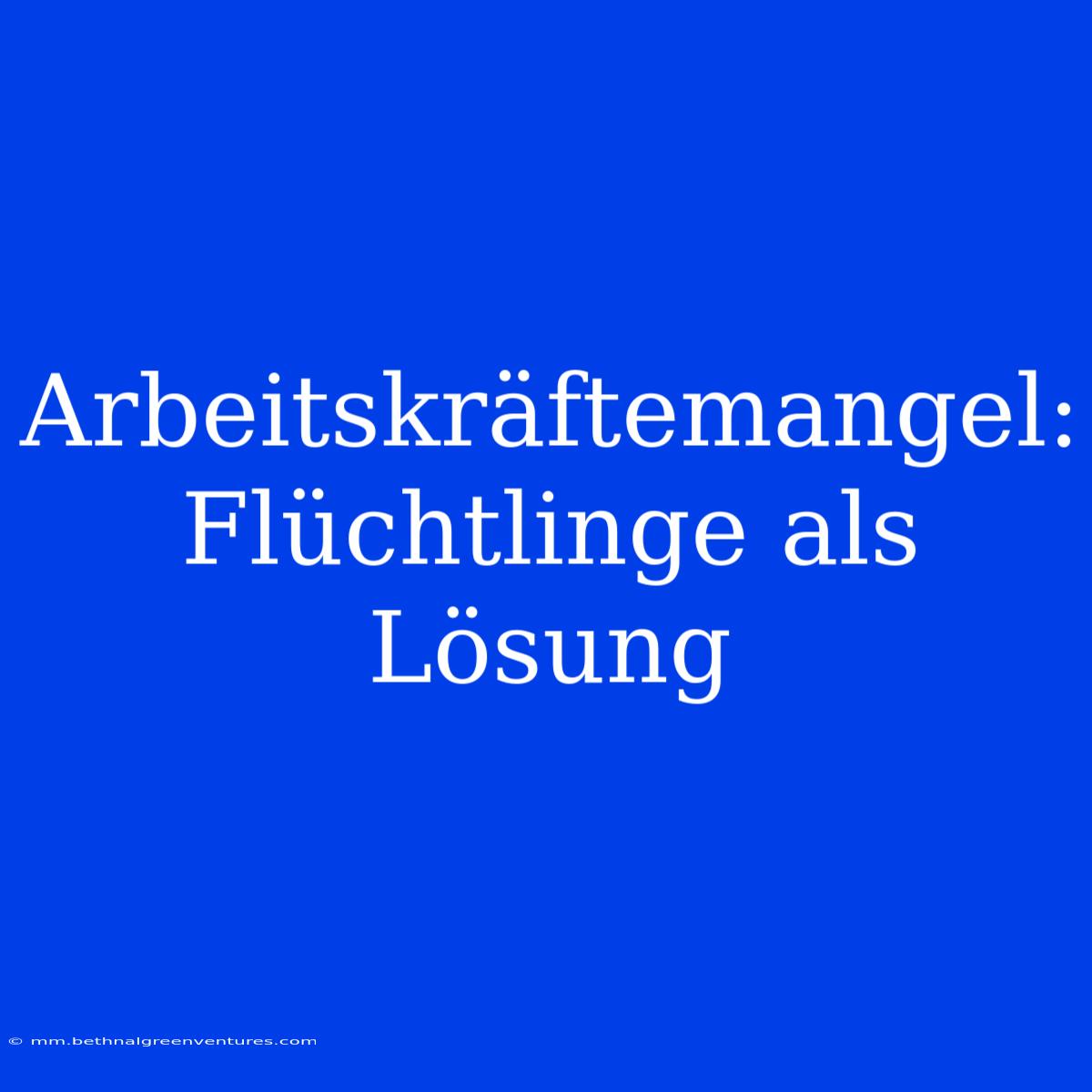 Arbeitskräftemangel: Flüchtlinge Als Lösung