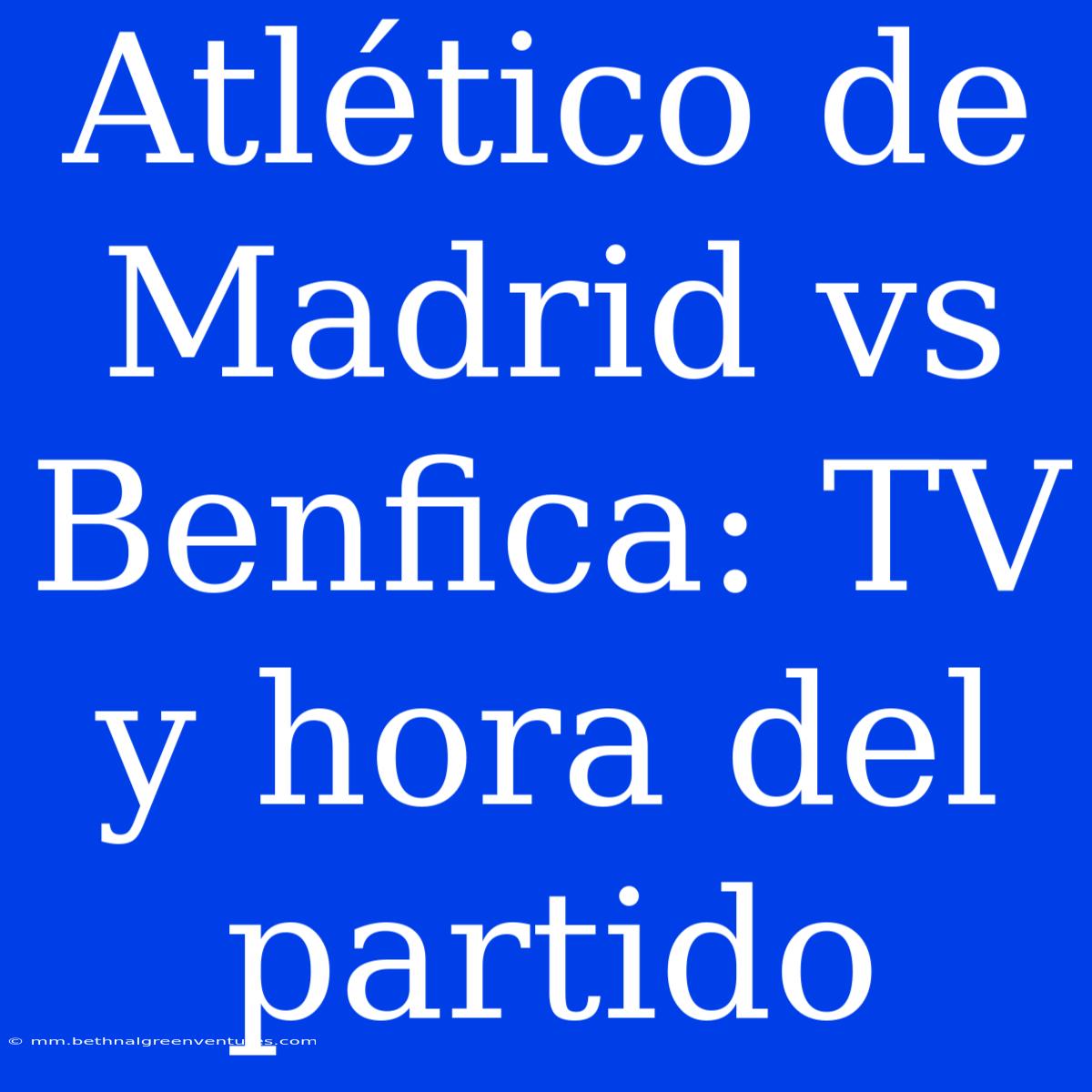 Atlético De Madrid Vs Benfica: TV Y Hora Del Partido 