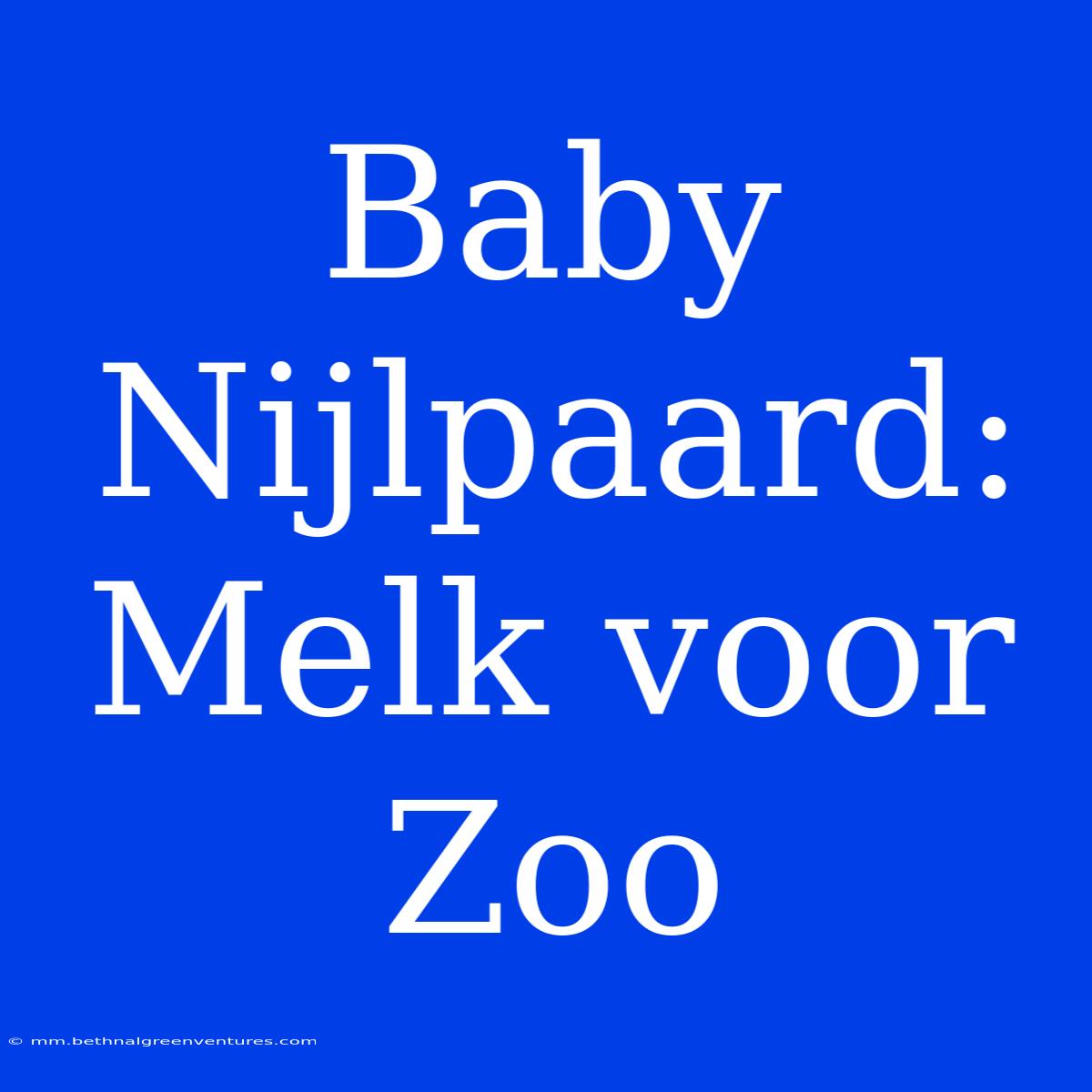 Baby Nijlpaard: Melk Voor Zoo