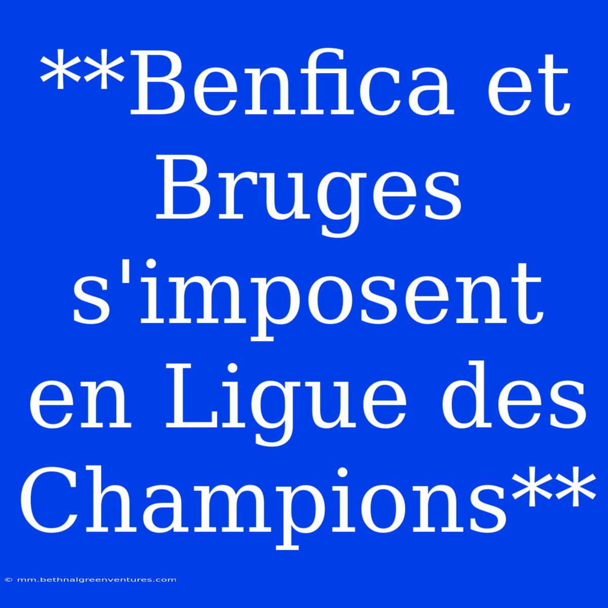 **Benfica Et Bruges S'imposent En Ligue Des Champions**