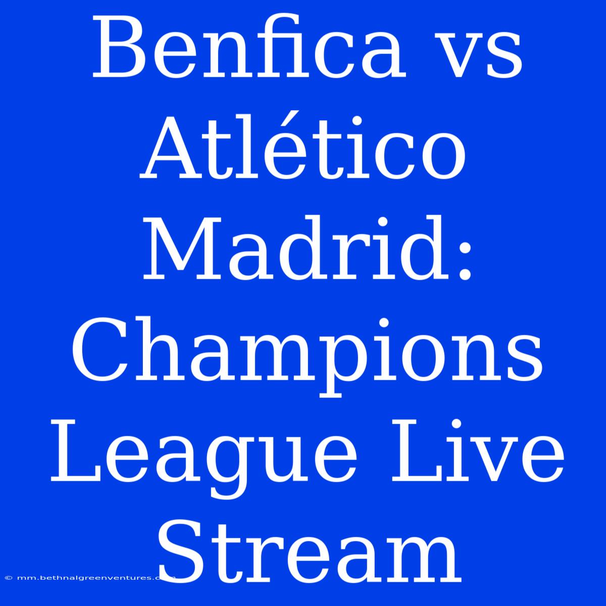 Benfica Vs Atlético Madrid: Champions League Live Stream