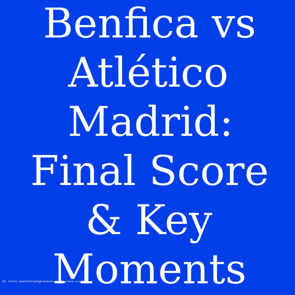 Benfica Vs Atlético Madrid: Final Score & Key Moments