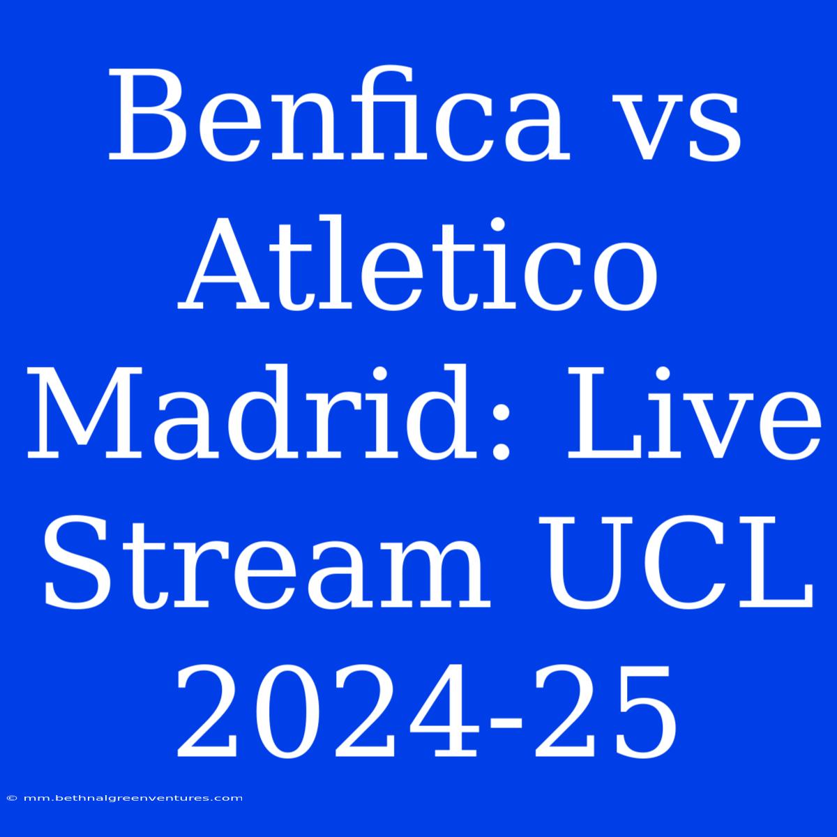 Benfica Vs Atletico Madrid: Live Stream UCL 2024-25