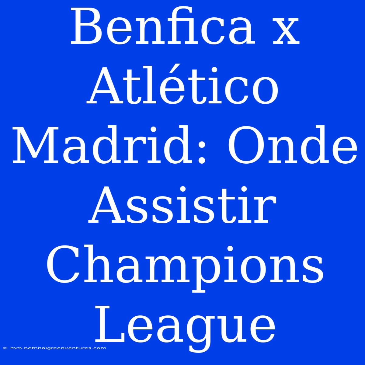 Benfica X Atlético Madrid: Onde Assistir Champions League