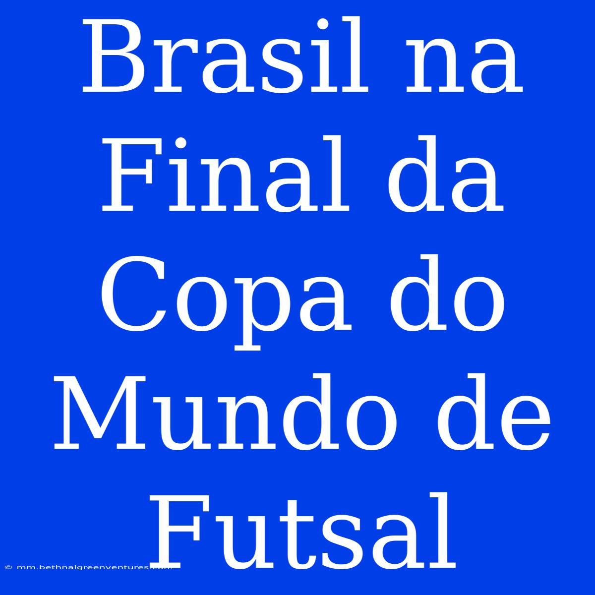 Brasil Na Final Da Copa Do Mundo De Futsal