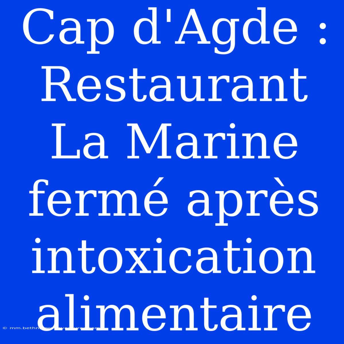 Cap D'Agde : Restaurant La Marine Fermé Après Intoxication Alimentaire