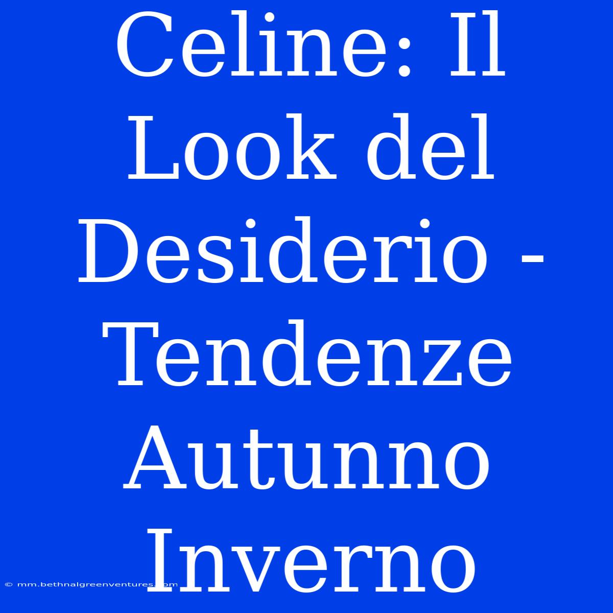 Celine: Il Look Del Desiderio - Tendenze Autunno Inverno