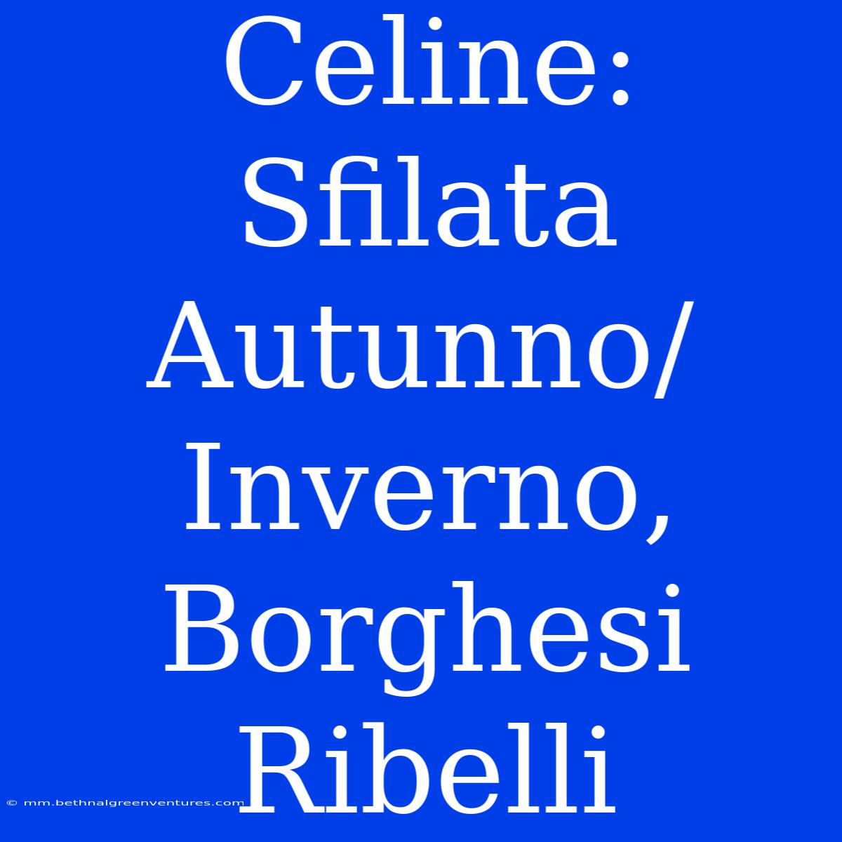 Celine: Sfilata Autunno/Inverno, Borghesi Ribelli