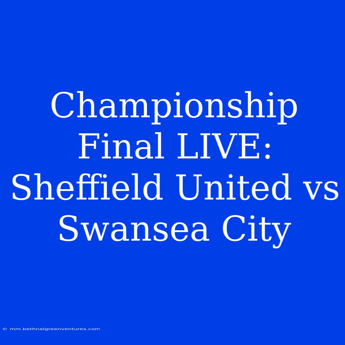 Championship Final LIVE: Sheffield United Vs Swansea City