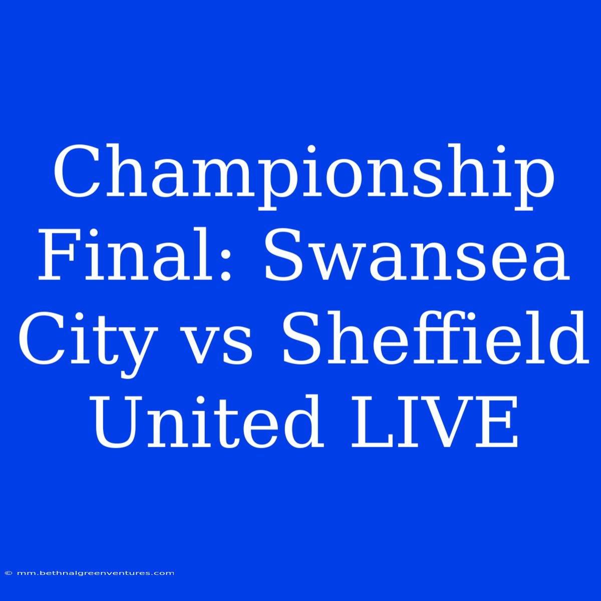 Championship Final: Swansea City Vs Sheffield United LIVE 