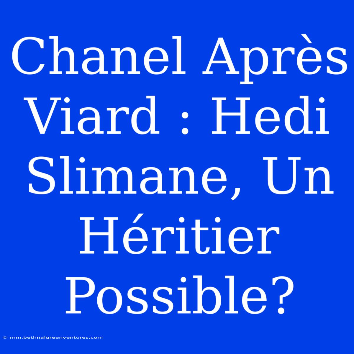 Chanel Après Viard : Hedi Slimane, Un Héritier Possible?