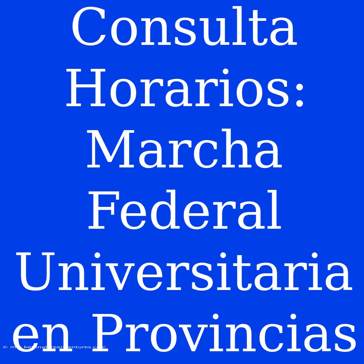 Consulta Horarios: Marcha Federal Universitaria En Provincias 