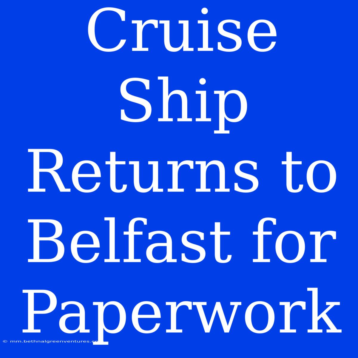 Cruise Ship Returns To Belfast For Paperwork