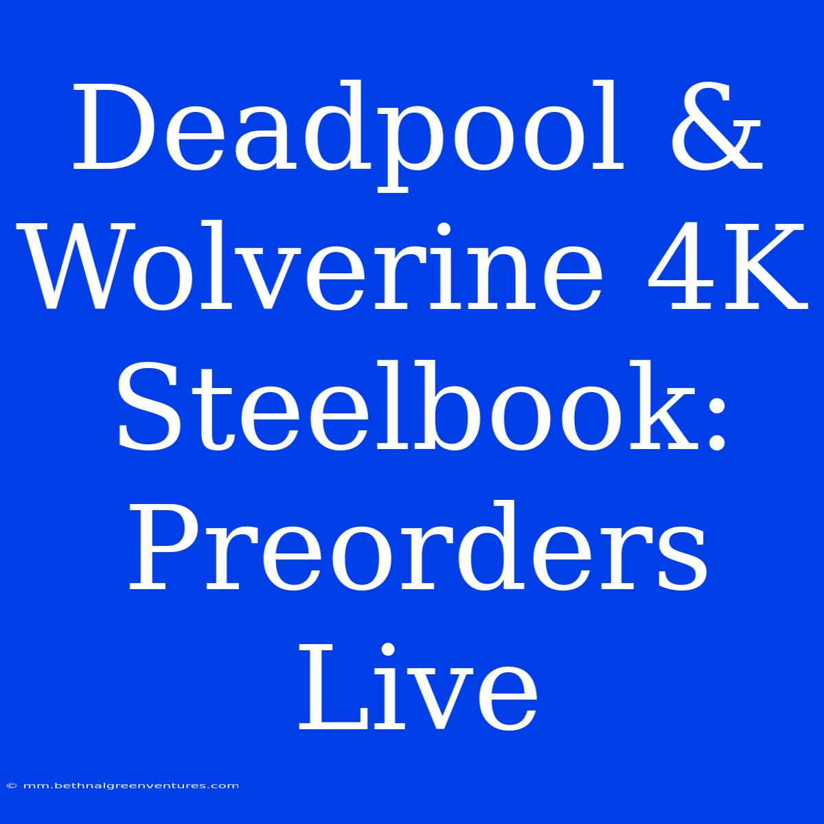 Deadpool & Wolverine 4K Steelbook: Preorders Live