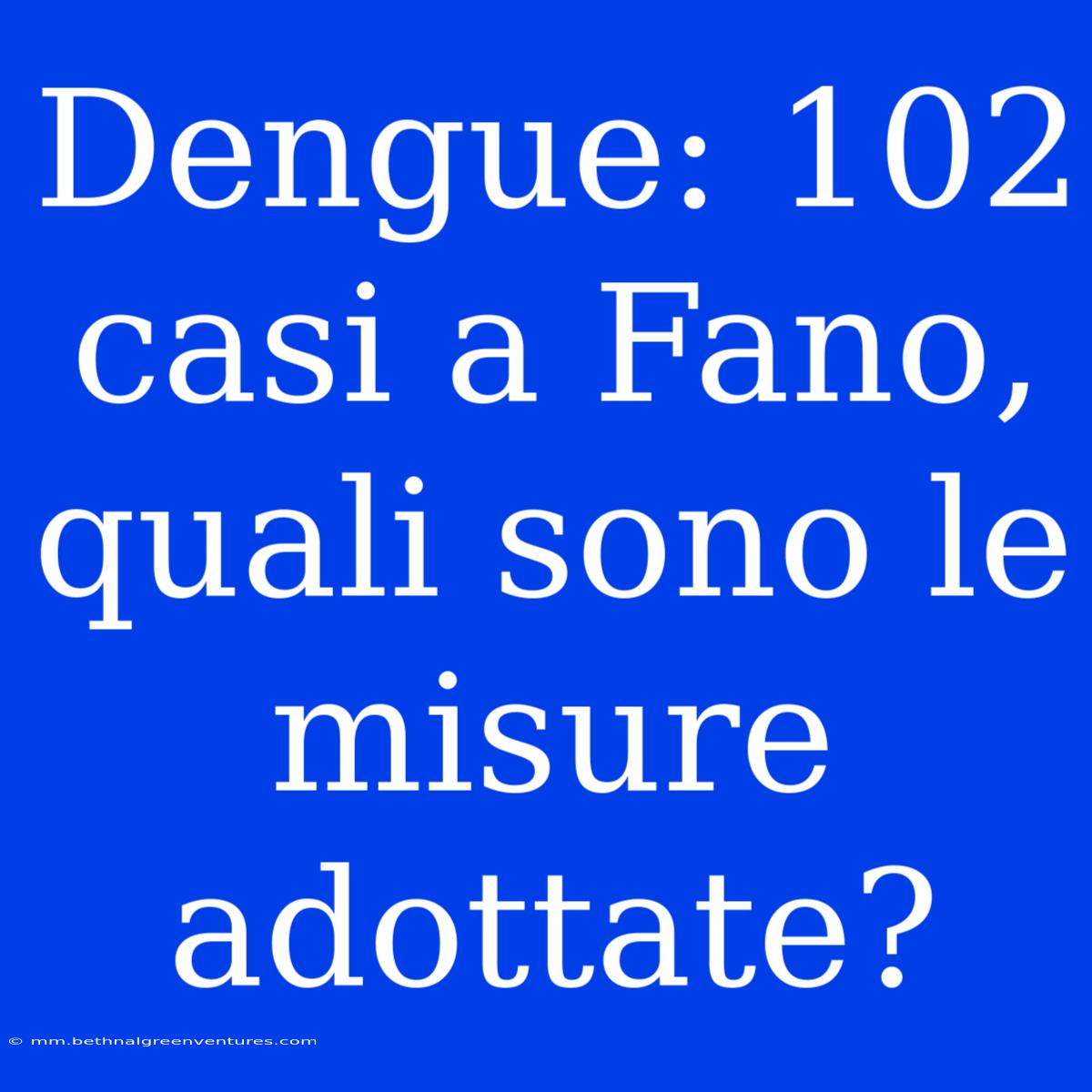 Dengue: 102 Casi A Fano, Quali Sono Le Misure Adottate?