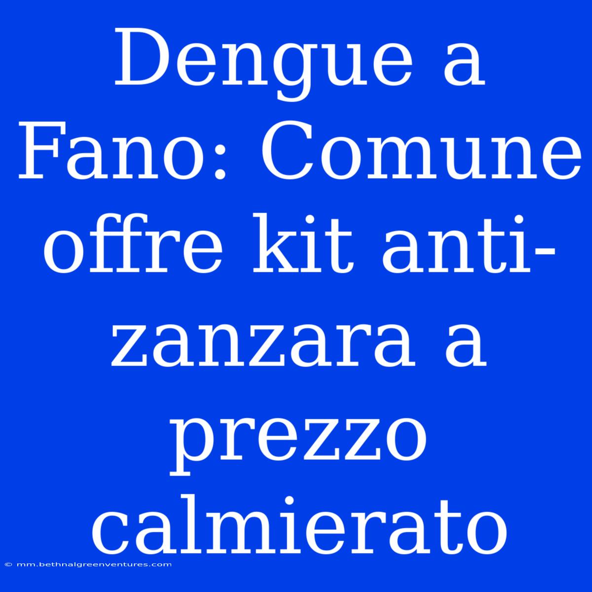 Dengue A Fano: Comune Offre Kit Anti-zanzara A Prezzo Calmierato