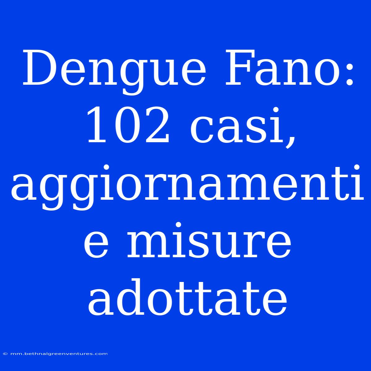 Dengue Fano: 102 Casi, Aggiornamenti E Misure Adottate