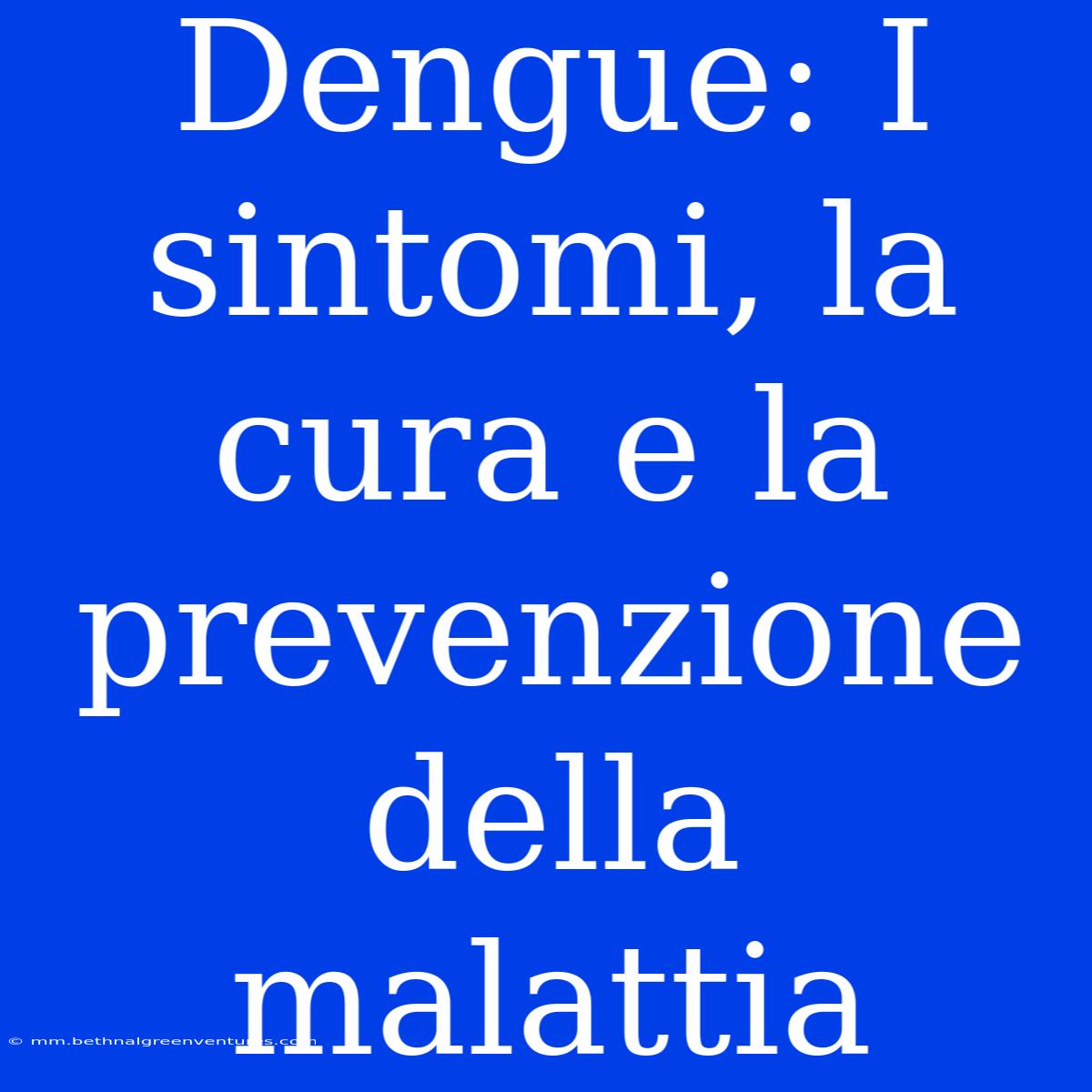 Dengue: I Sintomi, La Cura E La Prevenzione Della Malattia