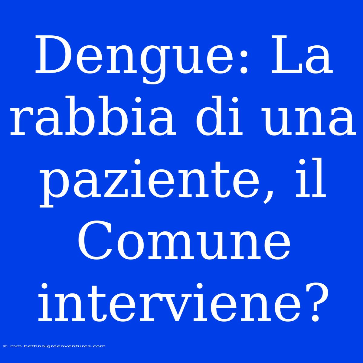 Dengue: La Rabbia Di Una Paziente, Il Comune Interviene?