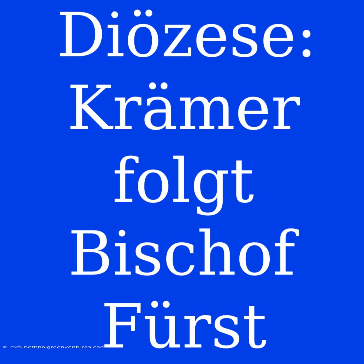 Diözese: Krämer Folgt Bischof Fürst