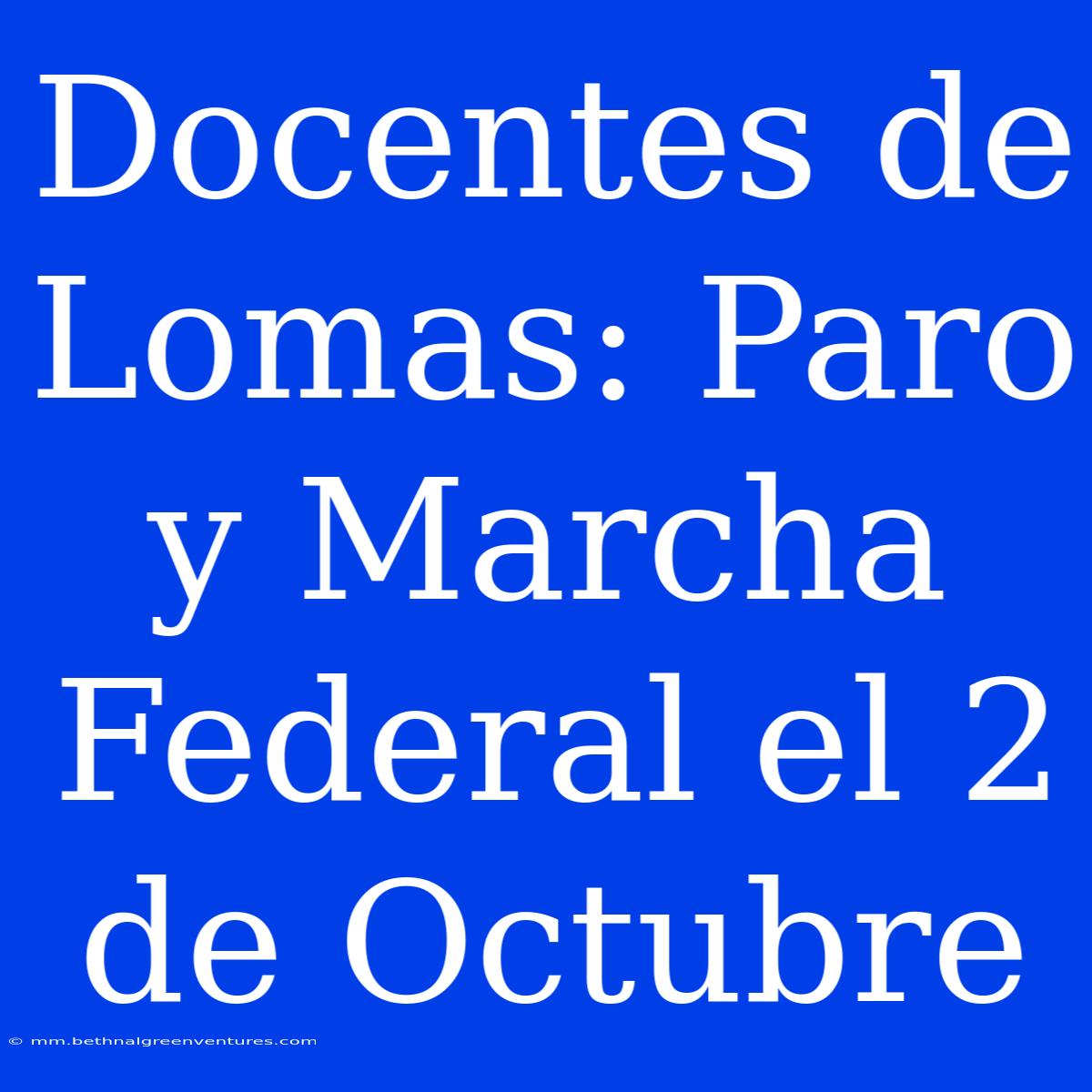 Docentes De Lomas: Paro Y Marcha Federal El 2 De Octubre 