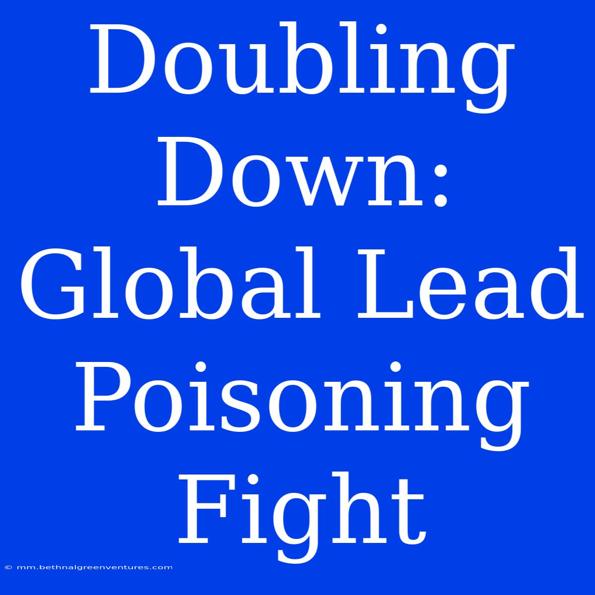 Doubling Down: Global Lead Poisoning Fight