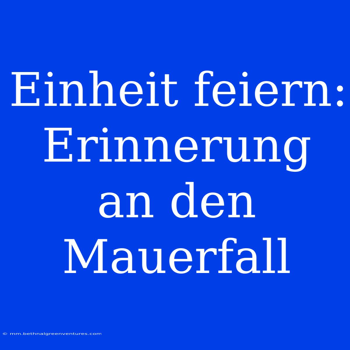 Einheit Feiern: Erinnerung An Den Mauerfall