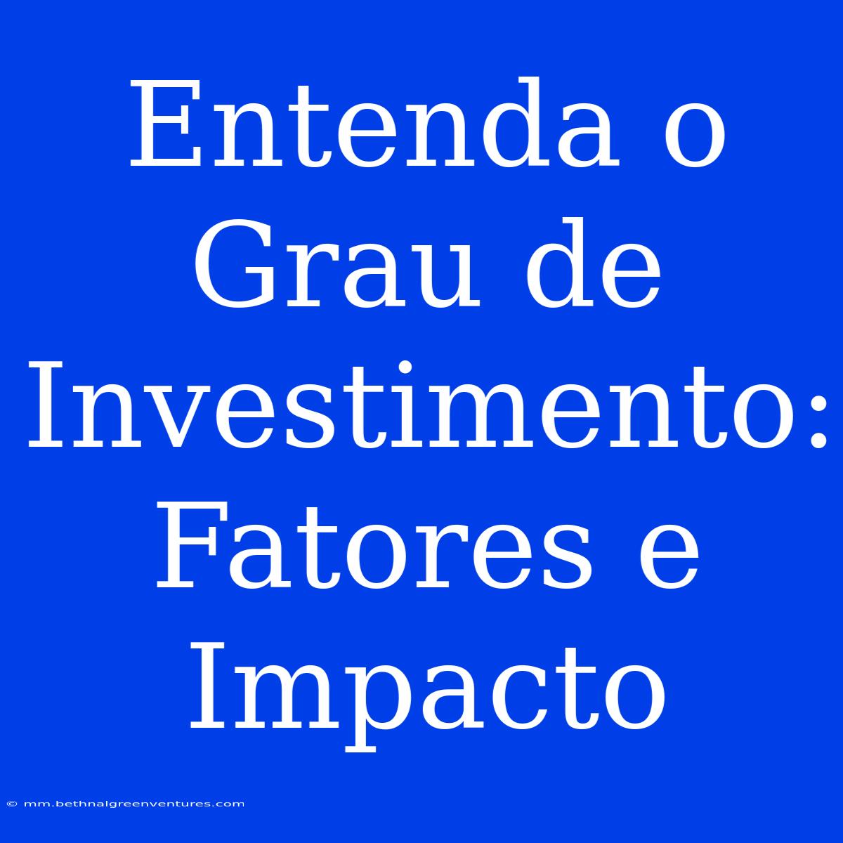 Entenda O Grau De Investimento: Fatores E Impacto 