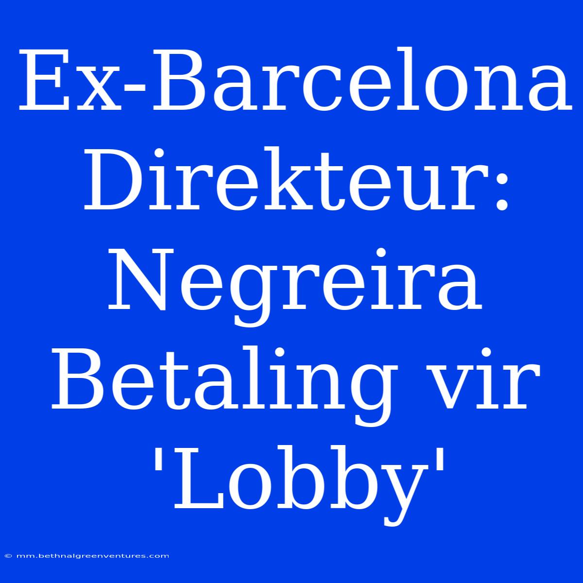 Ex-Barcelona Direkteur: Negreira Betaling Vir 'Lobby'