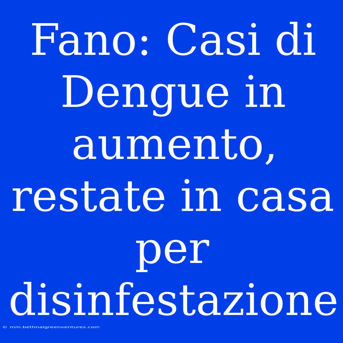 Fano: Casi Di Dengue In Aumento, Restate In Casa Per Disinfestazione