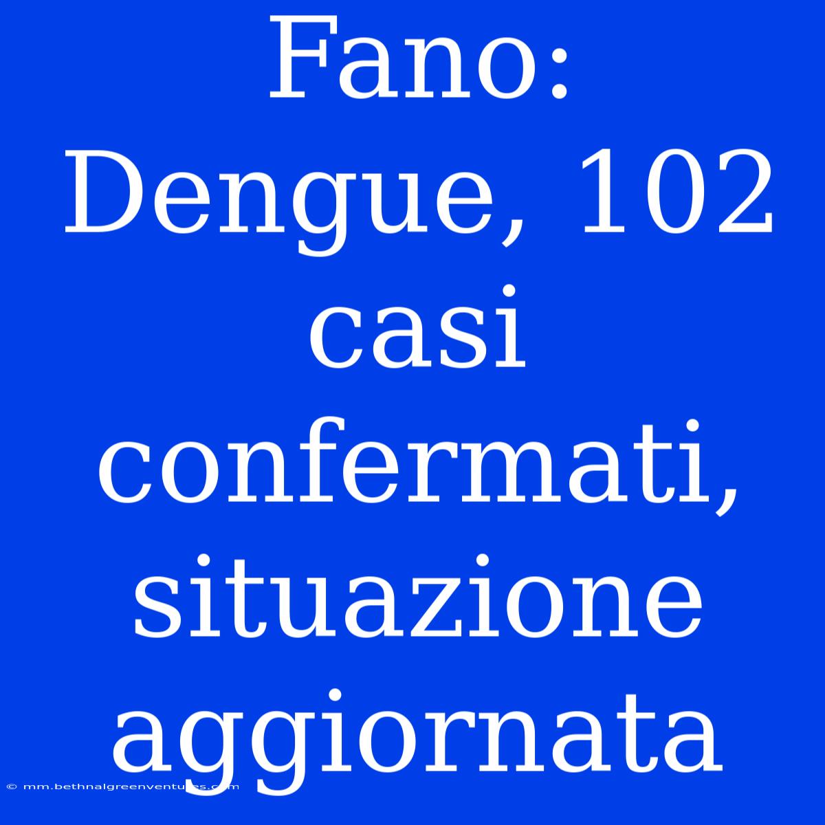 Fano: Dengue, 102 Casi Confermati, Situazione Aggiornata