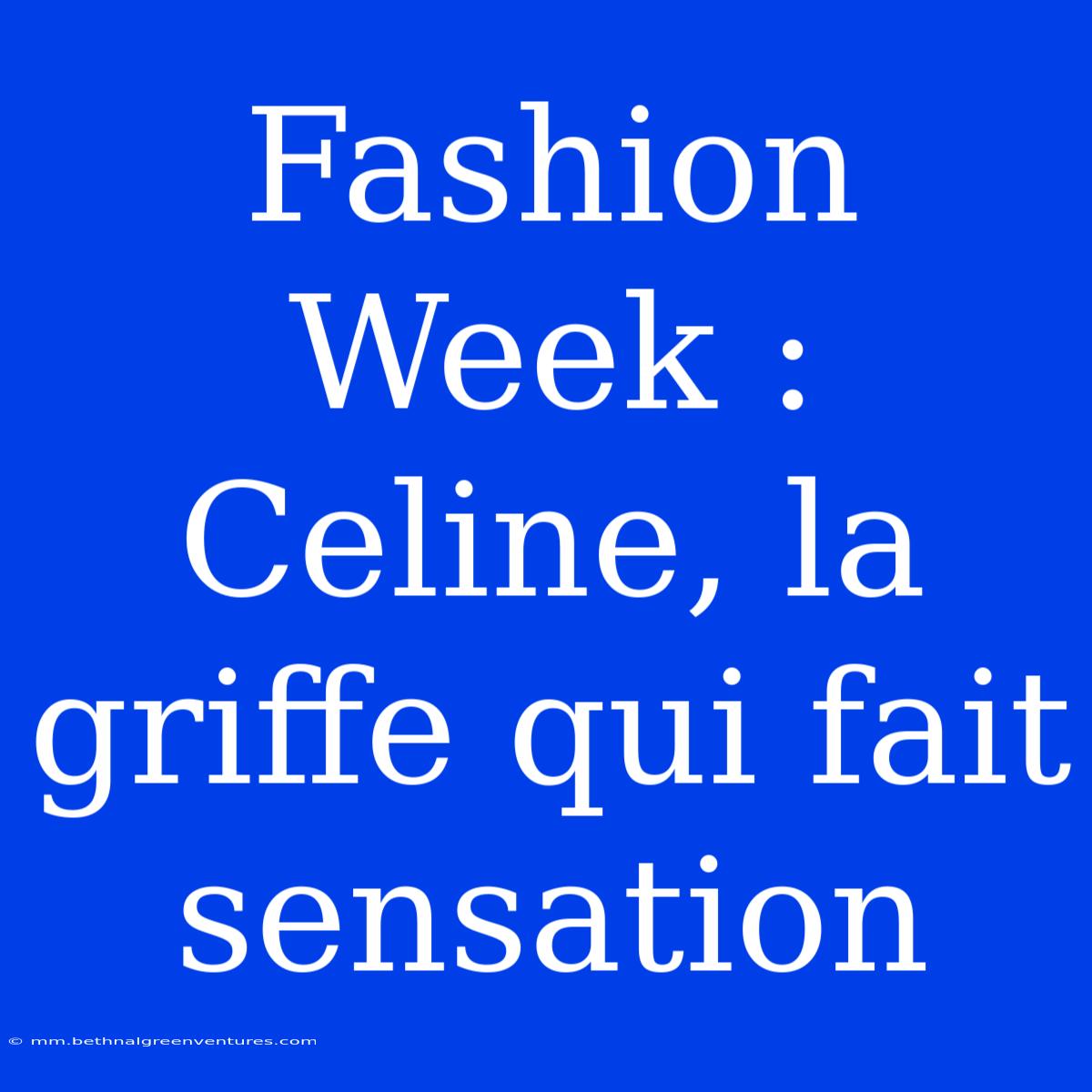 Fashion Week : Celine, La Griffe Qui Fait Sensation