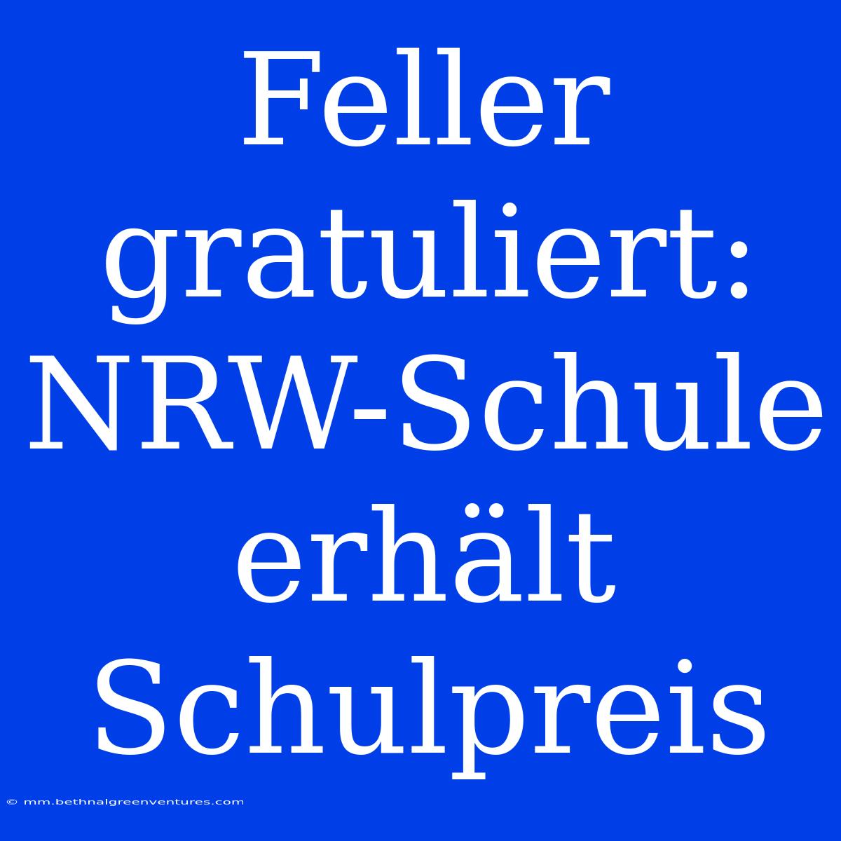 Feller Gratuliert: NRW-Schule Erhält Schulpreis