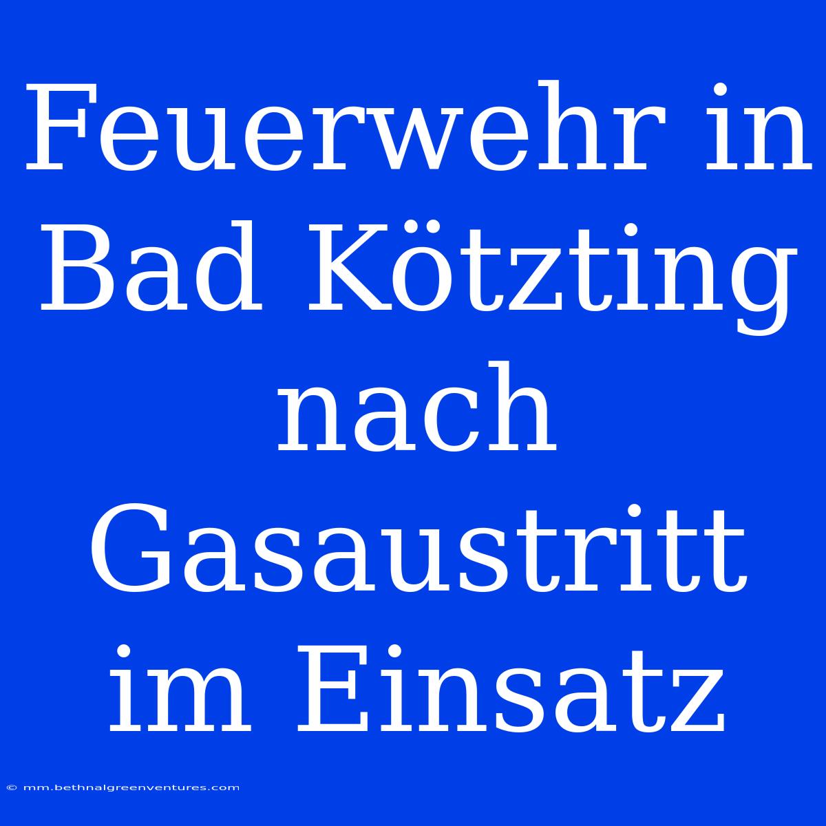 Feuerwehr In Bad Kötzting Nach Gasaustritt Im Einsatz