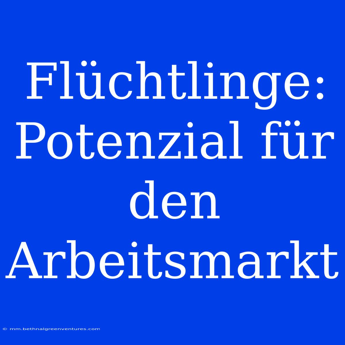 Flüchtlinge: Potenzial Für Den Arbeitsmarkt