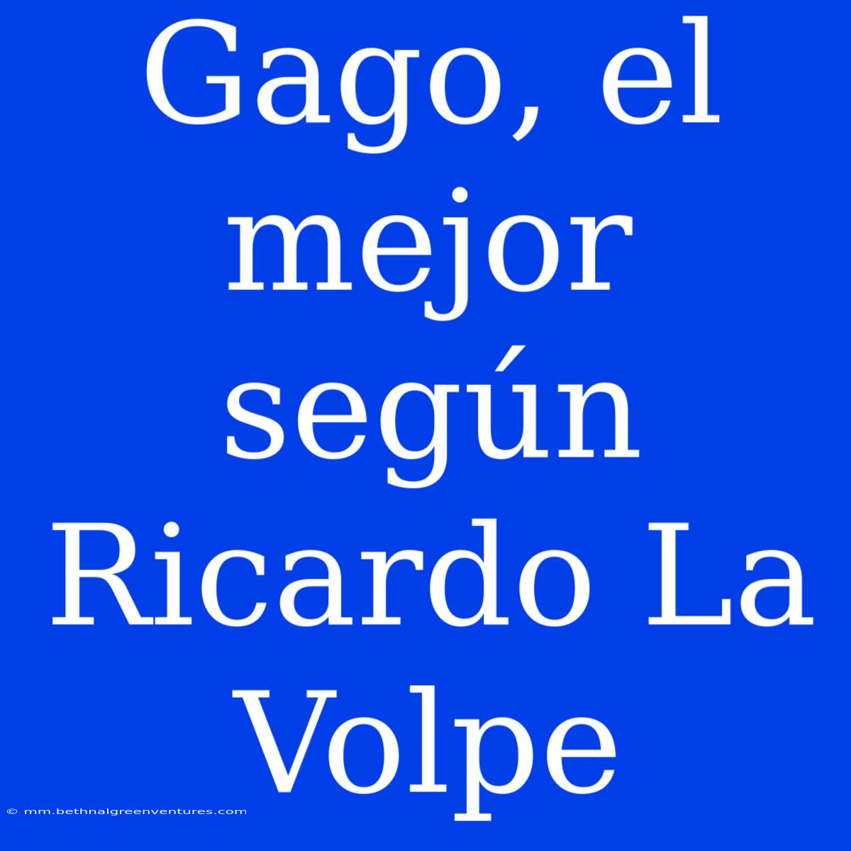 Gago, El Mejor Según Ricardo La Volpe