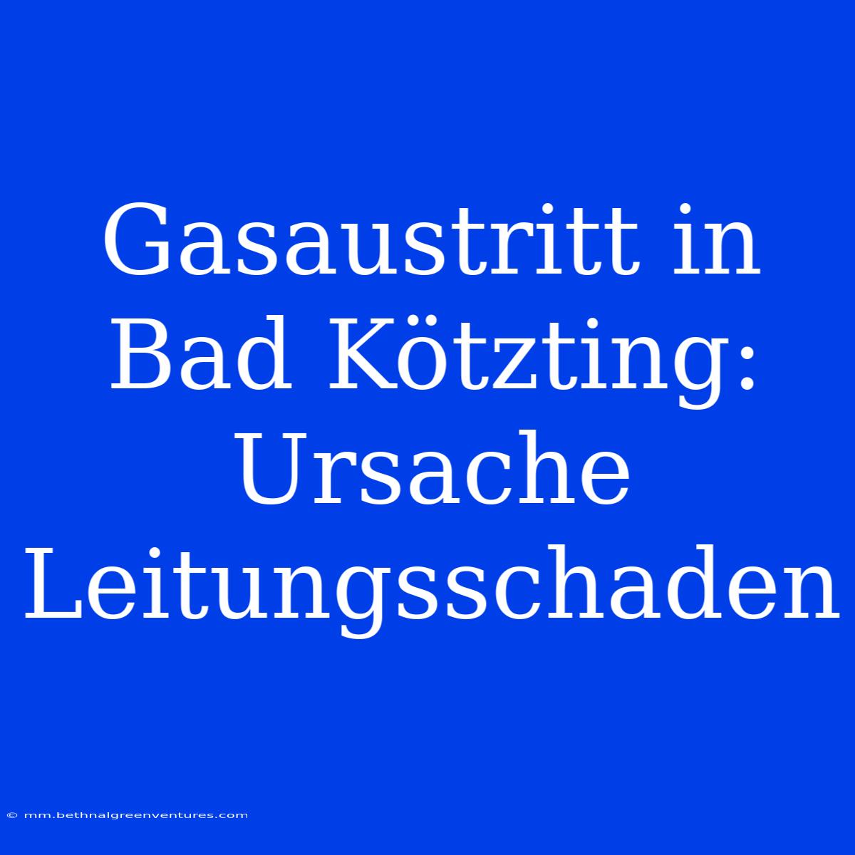 Gasaustritt In Bad Kötzting: Ursache Leitungsschaden