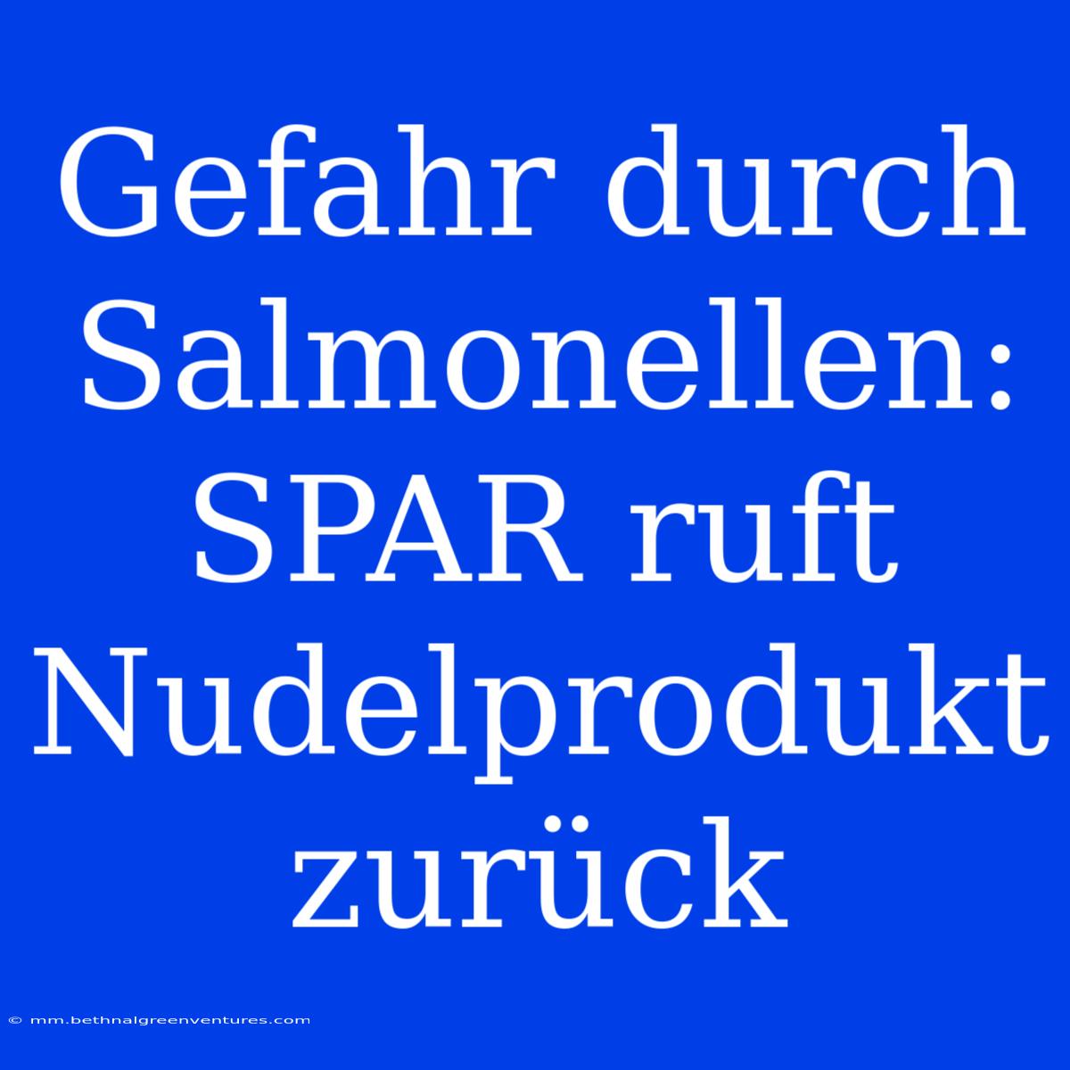 Gefahr Durch Salmonellen: SPAR Ruft Nudelprodukt Zurück