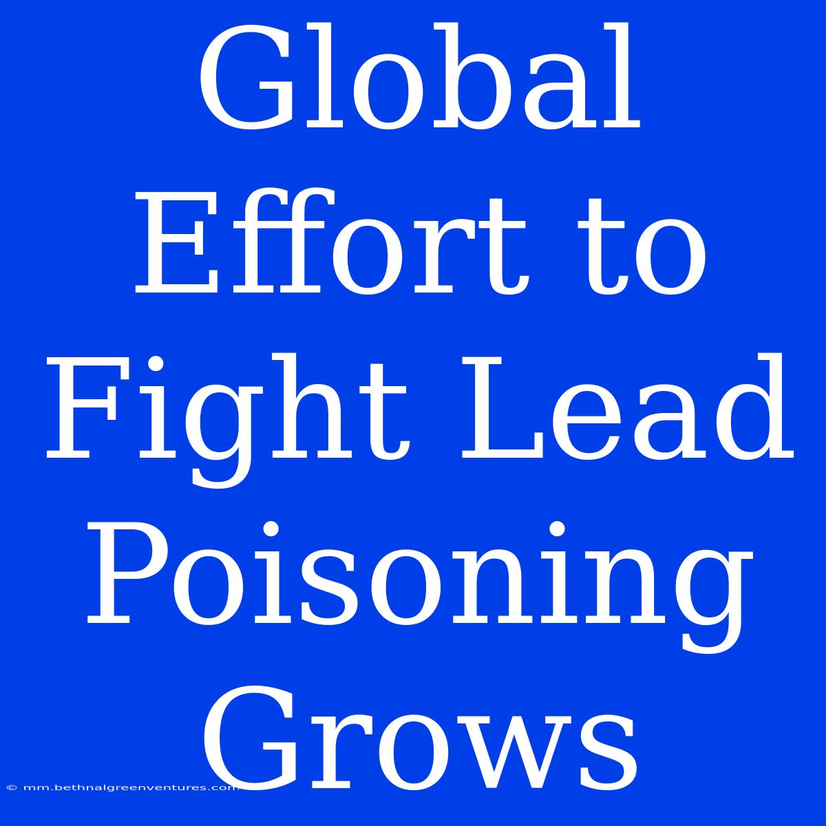 Global Effort To Fight Lead Poisoning Grows