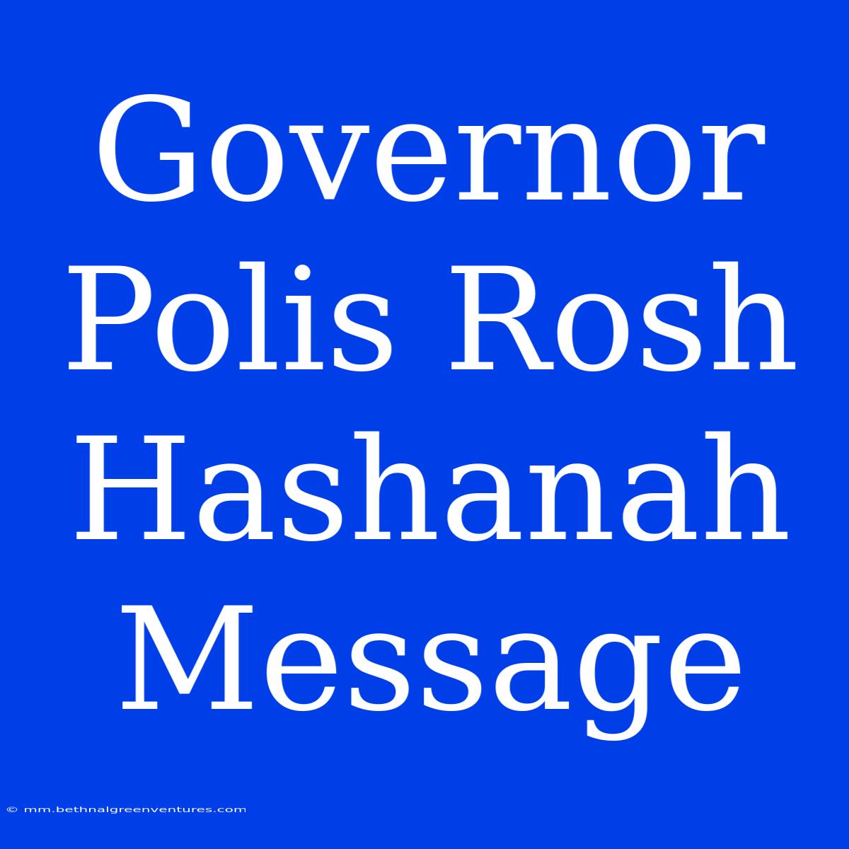 Governor Polis Rosh Hashanah Message 