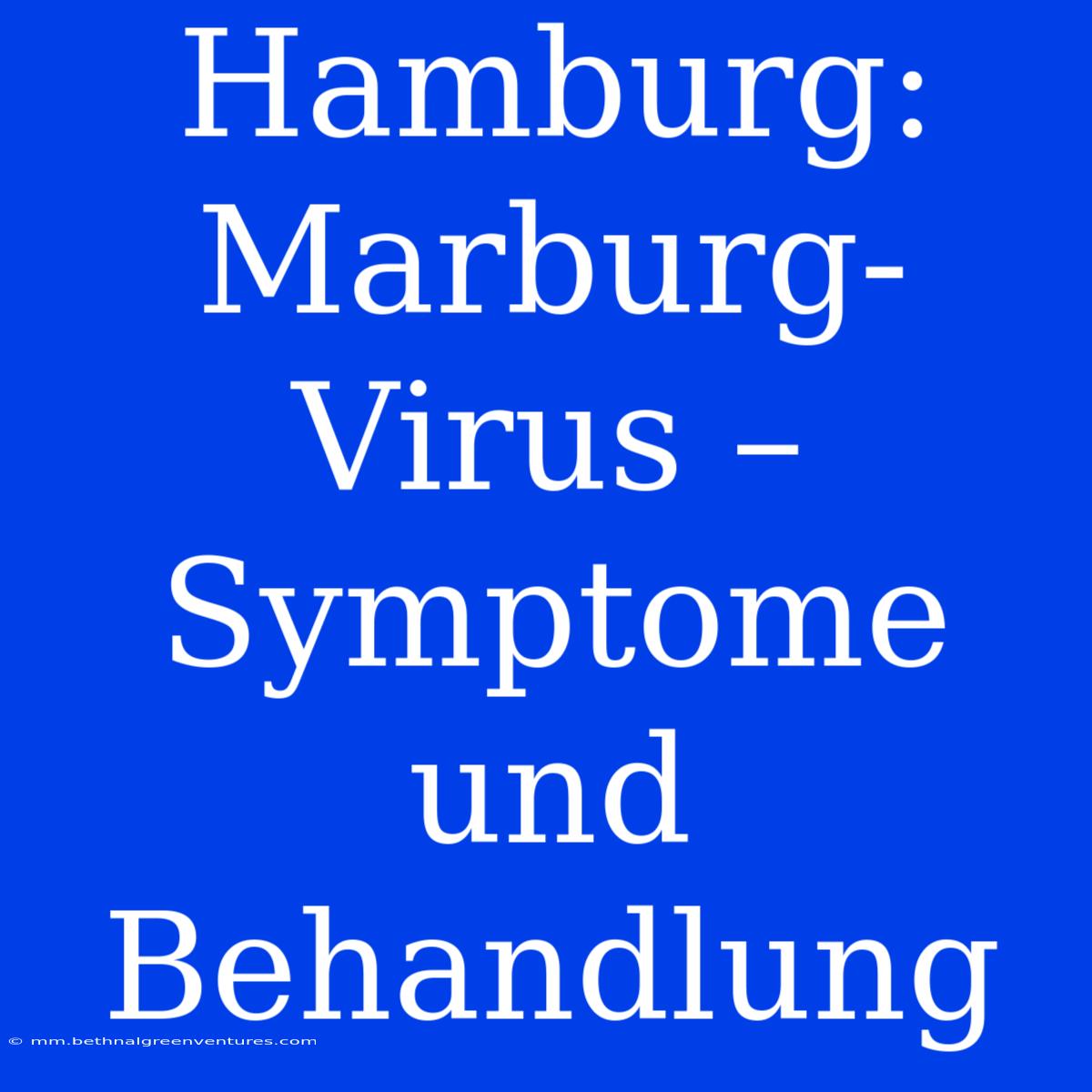 Hamburg: Marburg-Virus – Symptome Und Behandlung