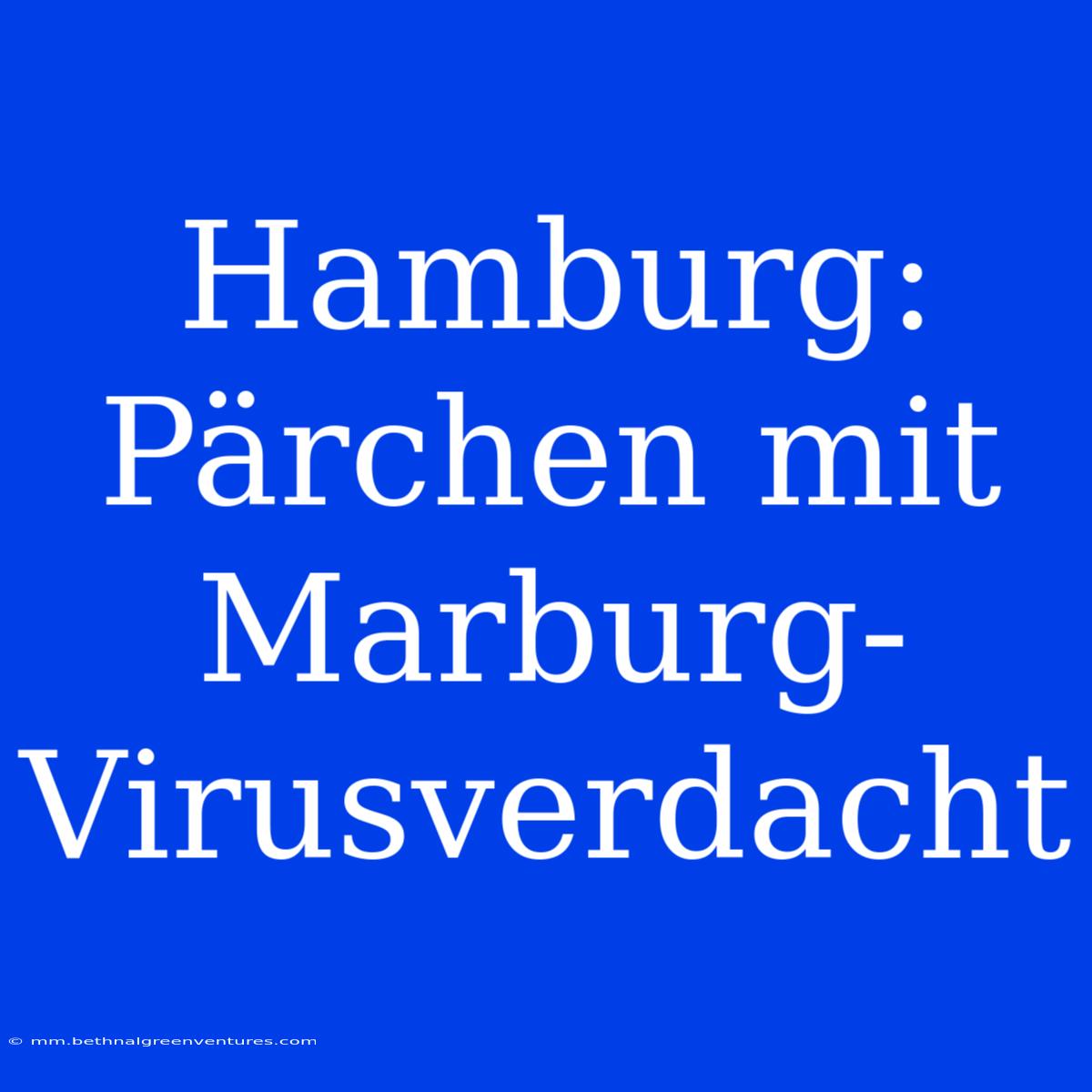 Hamburg: Pärchen Mit Marburg-Virusverdacht