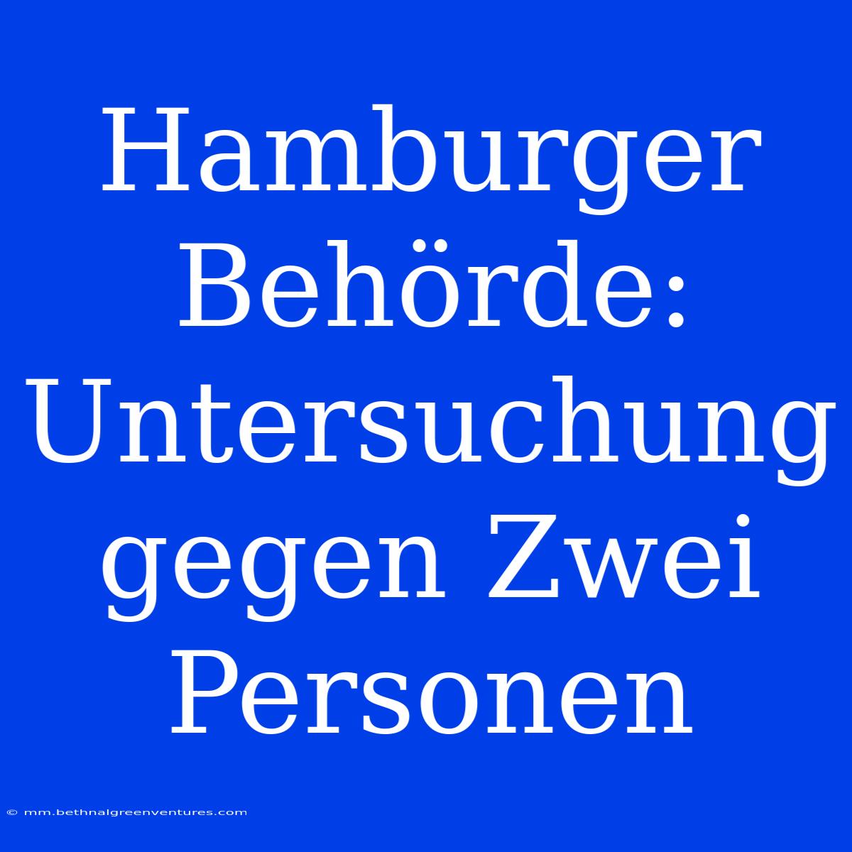 Hamburger Behörde: Untersuchung Gegen Zwei Personen 