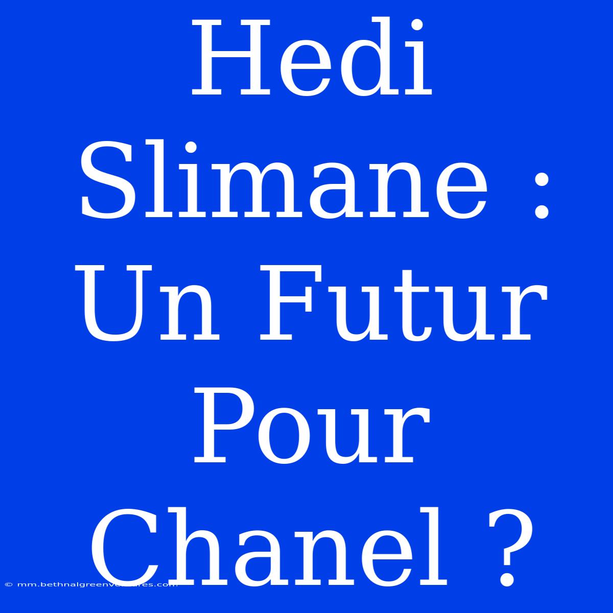 Hedi Slimane : Un Futur Pour Chanel ?