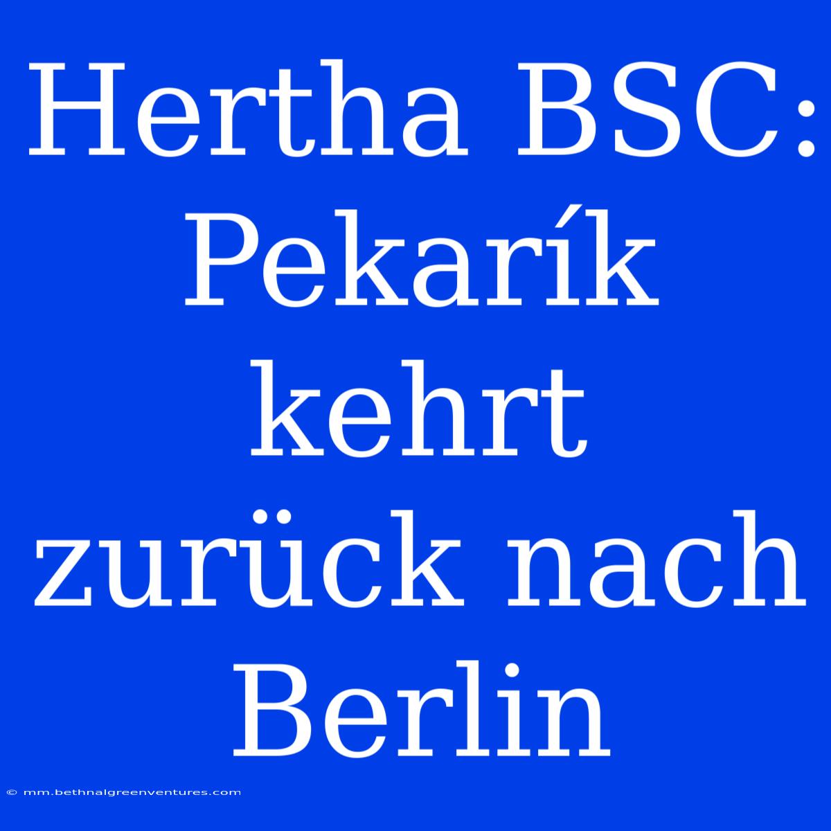 Hertha BSC: Pekarík Kehrt Zurück Nach Berlin