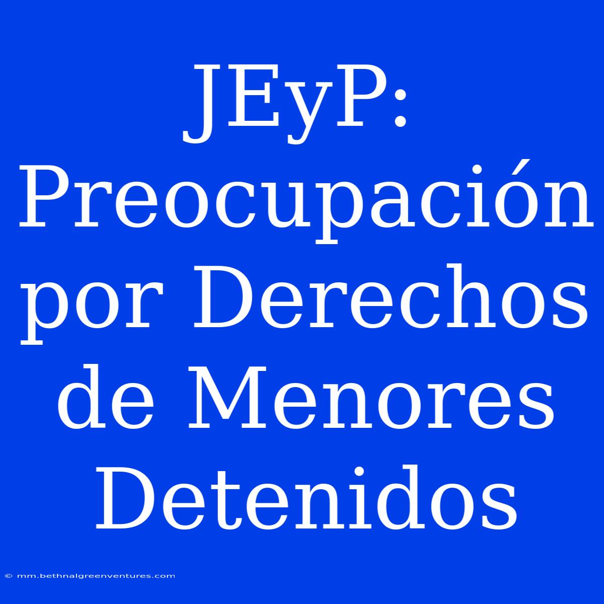 JEyP: Preocupación Por Derechos De Menores Detenidos