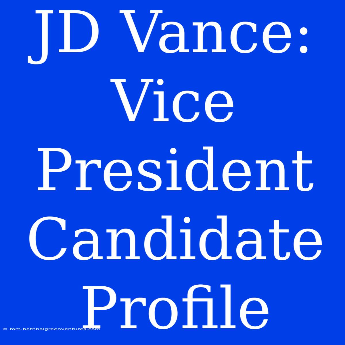 JD Vance: Vice President Candidate Profile