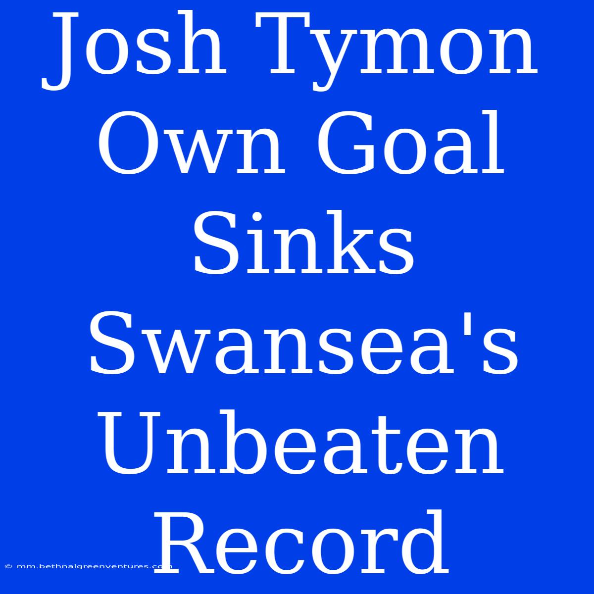 Josh Tymon Own Goal Sinks Swansea's Unbeaten Record